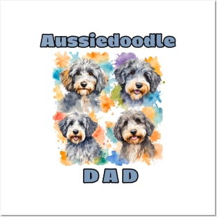 Aussiedoodle Dad Watercolor Posters and Art